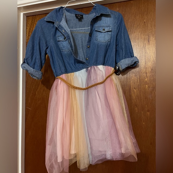 2 in 1 Jean Dress with Leather Belt - Picture 2 of 2